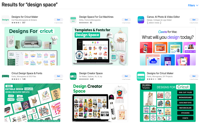 Top keywords ranking for 'design space' keyword on the Mac App Store