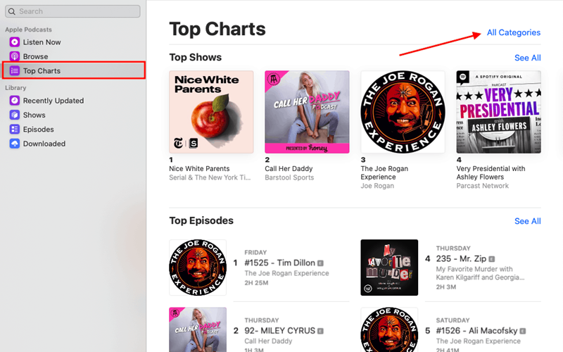 Apple podcast chart